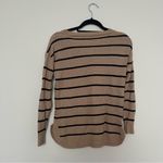 PaperMoon Tan Black Striped Knit Crewneck Pullover Sweater Size S Photo 7