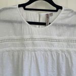 Gypsies & Moondust  women’s boxy fit semisheer white swiss dot crochet top size L Photo 2