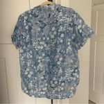 Carven Collar Button Blue White Floral Short Sleeve Top Size 36 Photo 2