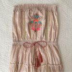 Venus Striped Strapless Embroidered Maxi Dress Metallic Boho Women’s Large Photo 4