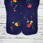 Lee Bonnie LeRoy NWT Size 38 Navy - Floral Embroidered Sweater Vest Cardigan Photo 2