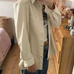 ZARA Cream Vegan Leather Button Down Photo 1