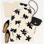 J.Crew Pencil Skirt Womens 2 Cream Black Floral Quiet Luxury Office Chic Photo 7