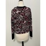 Joie  Caleigh Floral Paisley Printed Sweatshirt‎ Thumbhole Burgundy Red Medium Photo 5