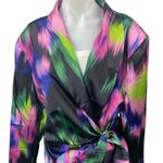 Nasty Gal Satin Printed Cinched Waist Multicolor Long Sleeve Blazer Jacket 20 Photo 3