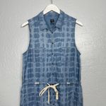 prAna Women M Blue Tie Dye Sunrise Peak Denim Shirt Dress Button Front Pockets Photo 2