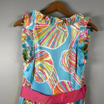 Gretchen Scott Shell Shock Ruffle Neck Dress Preppy Resortwear Tropical Size S Photo 7