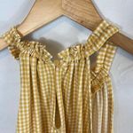 Adrianna Papell  Yellow Gingham Print Ruffle Neck Sleeveless Blouse Size Medium Photo 4