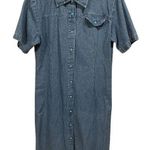 Blue J. Southwestern Medium Wash Denim Jean Turquoise Snap Button Up Dress Photo 0