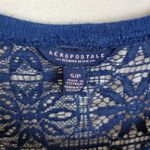 Aeropostale Lace Trim Cap Sleeve Blouse Top Blue S Photo 3