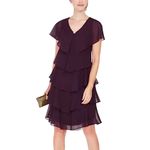 Slny  Tiered Rhinestone Capelet Dress in Fig Size 14 NWT Photo 1