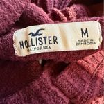 Hollister Burgundy Waffle Oversized Cropped Hoodie Sweater Medium Photo 5