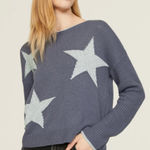 Splendid  Sweater Womens Small Blue Francis Star Knit Pullover Wool Blend‎ Photo 0