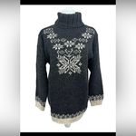 st. john's bay Vintage St John’s Bay Snowflake Wool Blend Fair Isle Turtleneck Sweater Size L Photo 1