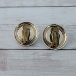 Vintage Clip On Earrings Stylish Gold Tone Circle Photo 4
