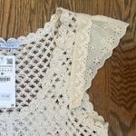 ZARA NWT Crochet Crop Top Ruffle Sleeve Size M Cream White Photo 2