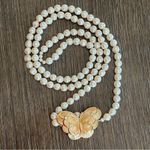 Kenneth Jay Lane for Avon vintage faux pearl necklace w butterfly enamel pendant Gold Photo 7