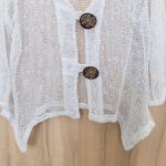 Nina Leonard  Women Crochet Knit Open Front Cardigan Size M White Boho Cottage Photo 2