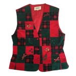 Susan Bristol VTG Red & Green Corduroy Tartan Plaid Appliqué Christmas V… Photo 9