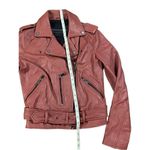 Bagatelle Women's Washed Leather Biker Moto Belted Jacket in Sunset size XS Photo 5