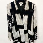 Vintage Kensington Square Size Small Print Black Shirt Front Pocket Blazer Photo 0