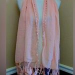 Modcloth Soft Lightweight Peach Pink Embroidered Mesh Lace  Scarf by Simonetta Photo 1