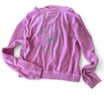 Juicy Couture  x Forever 21 Pink Velour Zip Hoodie Women's Large Rhinestone Back Photo 3