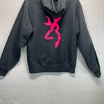 Jerzees  NUBLEND HOODIE SWEATSHIRT WITH PINK DEER HEAD DECAL FRONT/BACK M GRAY Photo 1