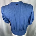 O'Neill  Hilda Blue Puff Sleeve Textured Wrap Front Crop Top Size‎ Large New Photo 7