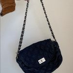 Chico's  Navy Quilted Shoulder Bag with Silver Chain Photo 6