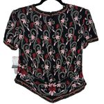 Papell Boutique NWT Black Beaded Embroidered Silk Lined Top Floral Party Sequin Petite Medium Photo 1
