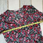 ZARA  Red Pink Black Green Floral Long Balloon Sleeves Midi Dress Women’s Small Photo 5