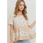 Anthropologie Womens  Paper Crane Kourt Spring Floral Tiered Top - Sz XS Photo 2