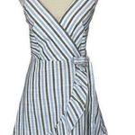 Altar'd State Altar’d State Linen Blend Wrap Dress Women’s Size M Striped Ruffle Detail Summer Photo 0