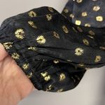 aeon Beautiful Black and Gold Metallic Blouse with Front Belt Photo 5