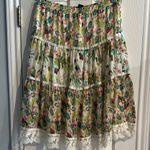 Notations  Butterfly Floral Colorful Tiered Midi Skirt Lace Women’s XLP Boho Photo 0