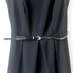 AB Studio  Black and Tan Stripe Classy Sleeveless Knee-Length A-Line Belt Dress 2 Photo 1