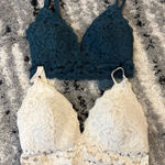 Momanda Lace Nursing Bra Bralette Set in Teal and Cream Size 34E Blue Photo 0