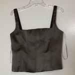 ZARA NEW!  grey satin square neck bustier cropped sleeveless top size US Medium Photo 0