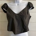 Aerie  Women’s Sz L Charcoal Gray‎ Woven Cap Sleeve Corset Top Photo 5