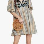 Free People Under the Sun Tunic Top Mini Dress Size Small Floral Striped Photo 0