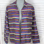 Chico's Chico’s Vintage Rainbow Striped Silk Blend Shirt Jacket Shacket Multicolor Small Photo 0