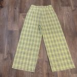 VRG GRL Plaid Wide Leg Pants Yellow Green High Waist Vintage 90s Vibe Sz 6 Photo 2