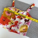 Lush Clothing LUSH Poppy Ivory Pink Orange Floral Cropped Linen Button Front Tank Top Sz Small Photo 6