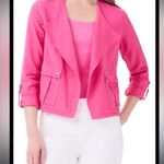 Nic+Zoe  Rumba Linen Blend Moto Jacket‎ Pink  L Organic Linen   $188 Photo 0