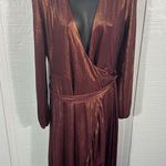 WAYF  Women’s Meryl Long-Sleeve V Neck Metallic Wrap Long Sleeve Dress SZ XS NWT Photo 2