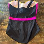 SEXY BLACK FUCHSIA COLOR BLOCK PLUS SIZE ONE PIECE SWIMSUIT XL Photo 2