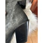 John Fluevog  boots knee high black size 7 RARE square front real leather suede Photo 4