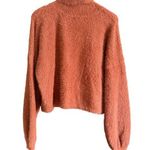 4SIENNA | Burnt Orange Fuzzy Cropped Balloon Sleeve Turtleneck Sweater | Small Photo 0