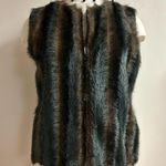 Kikit Women’s Black Faux Fur Black & Brown Y2K Western Style Vest stretchy Size M Photo 0